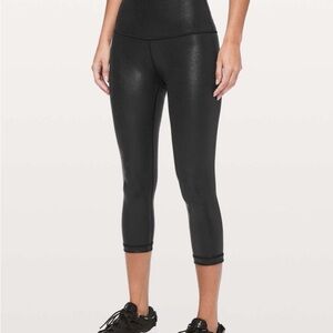 Lululemon Wunderunder crop high rise foil Luxtreme 21" Womens Sz 8 sparkle yoga